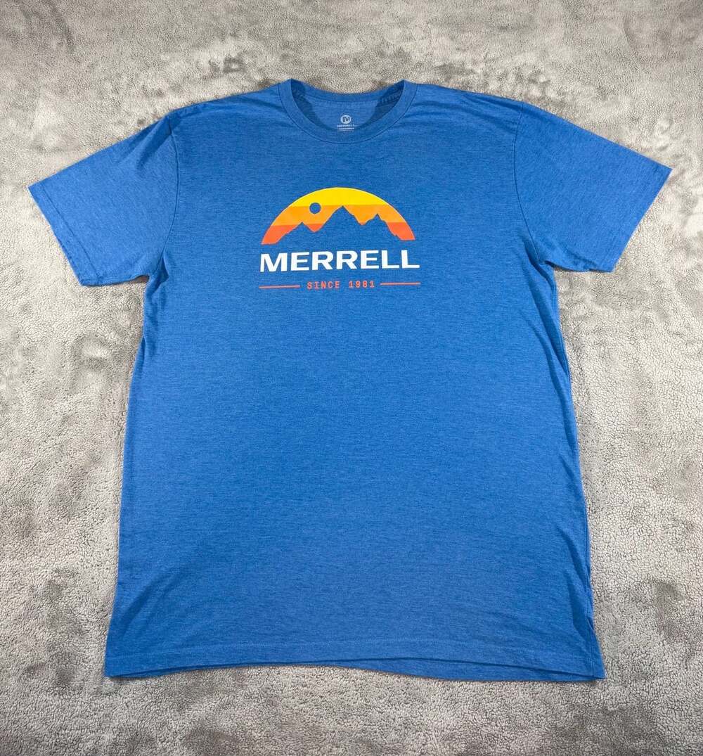 Merrell Men’s Since 1981 Sunset Mountain Graphic Short Sleeve T-Shirt Blue XL